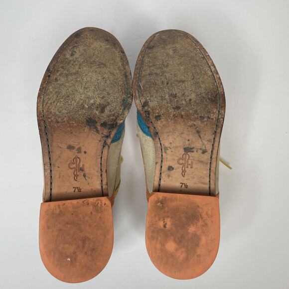 COLE HAAN Women's Wingtip Oxford Lace up Turquoise Orange Yellow D37780 7 -1/2 B - Picture 13 of 16